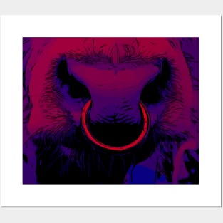 Bull cow Nosering colorful Posters and Art